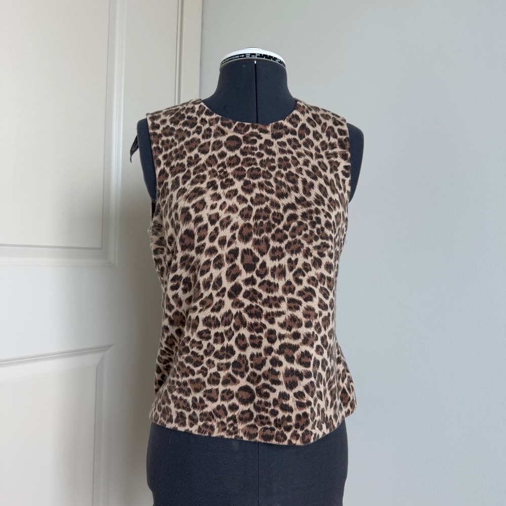 Vintage Talbots Leopard‎ Print Silk Cashmere Blend Sleeveless Top